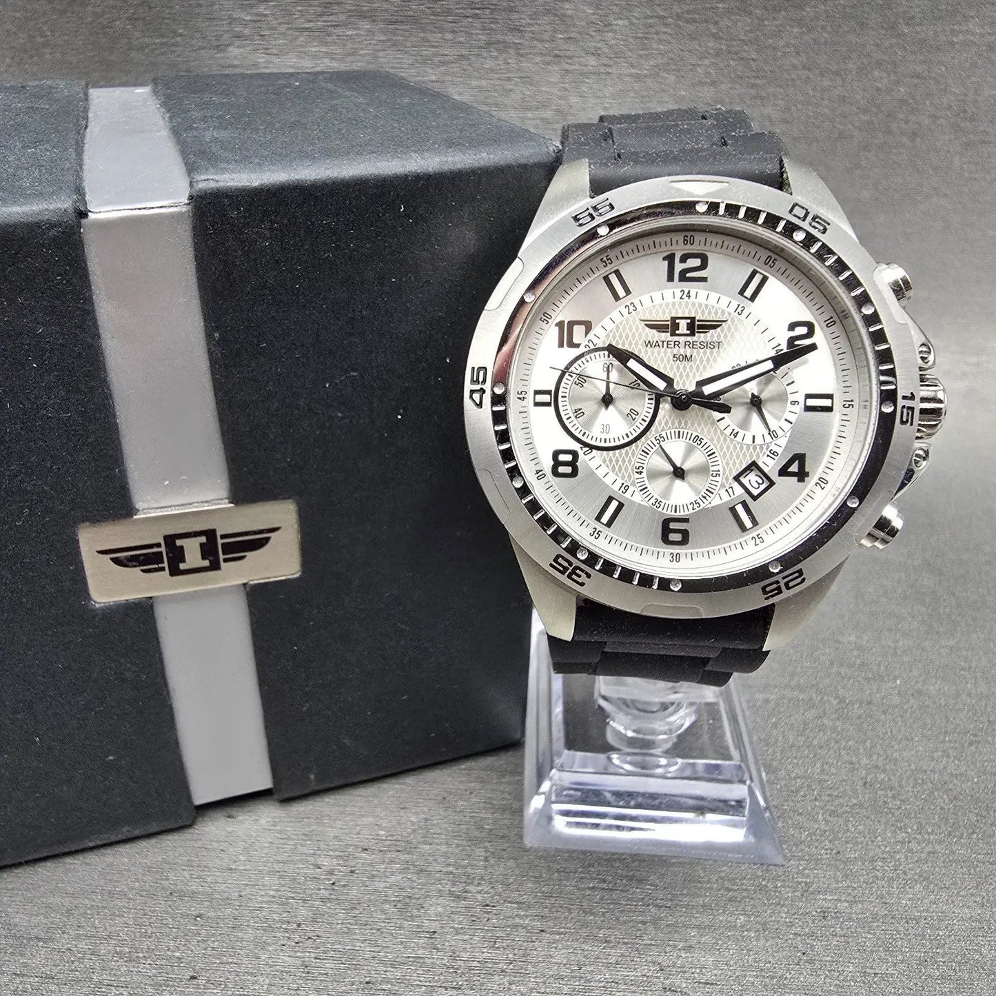 Invicta I Chronograph Dive Watch Men 45mm Silver Dial Steel IBI10015-002 New Bat0