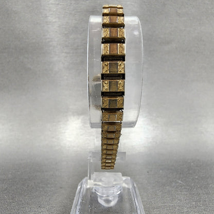 Seiko Watch Women 29mm Gold Dial Gold Tone Rectangle Manual Wind Runs 1134999