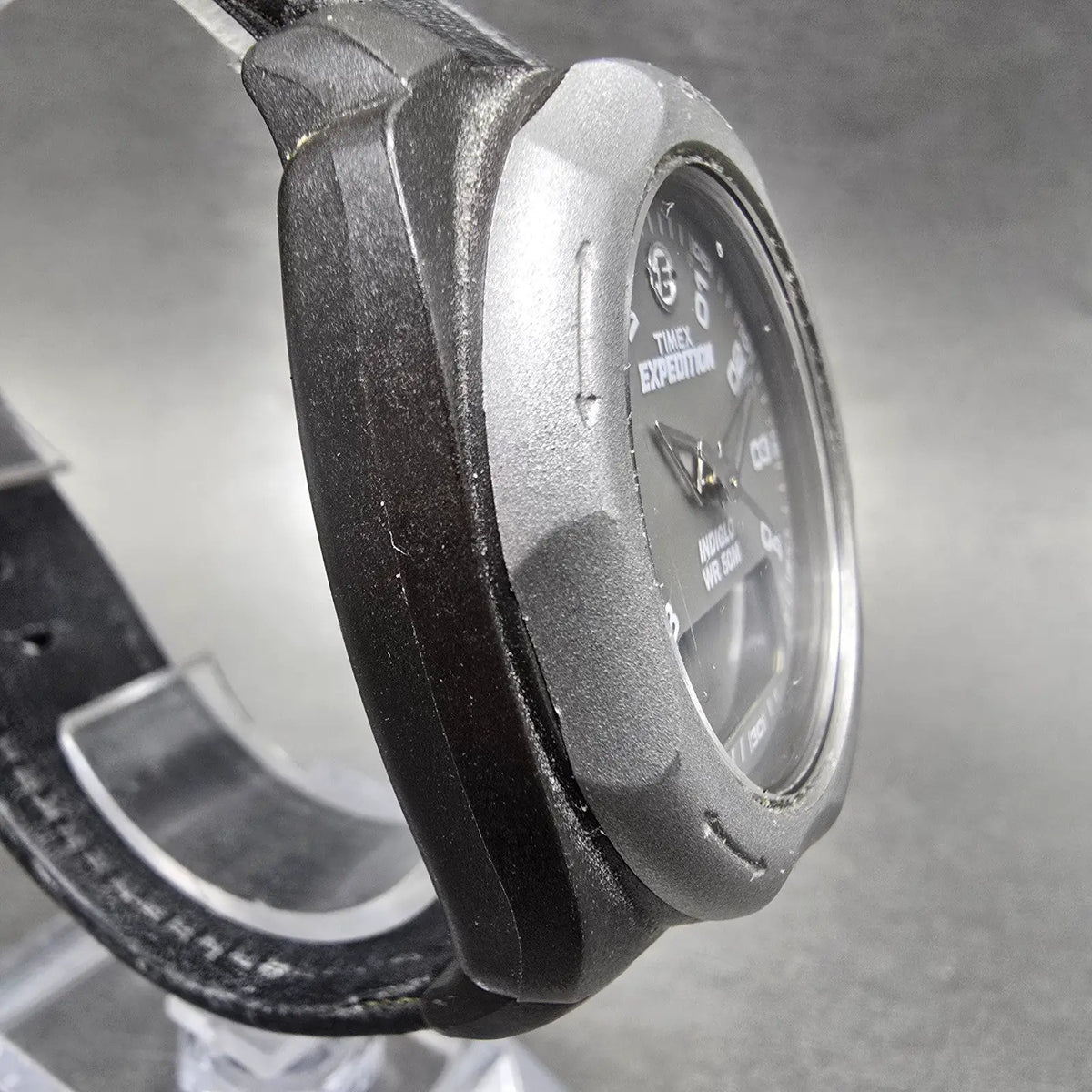 Timex Expedition Watch Men 41mm Gray Dial Black Analog Digital Alarm Chrono Runs3