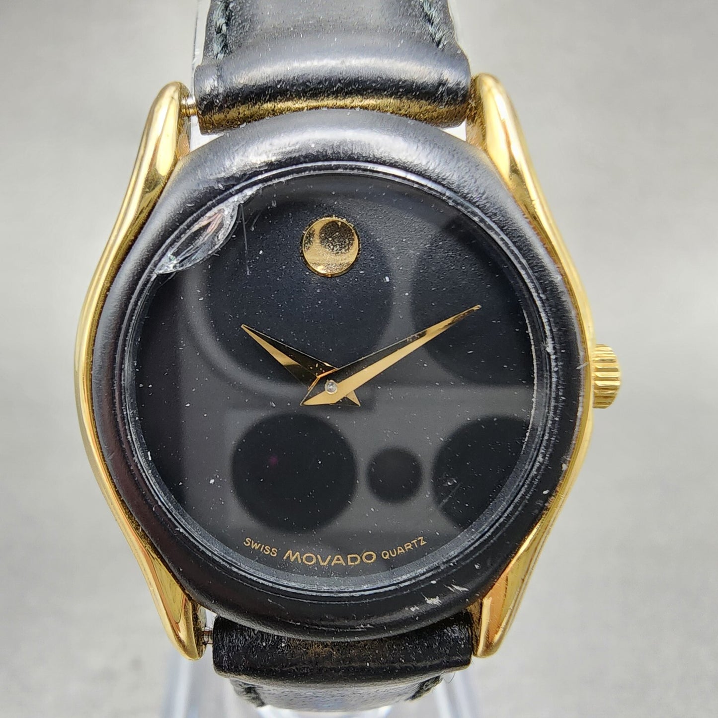 Movado Museum Watch Women 24mm Black Dial Gold Tone Round 88.66.820.N New Batt0