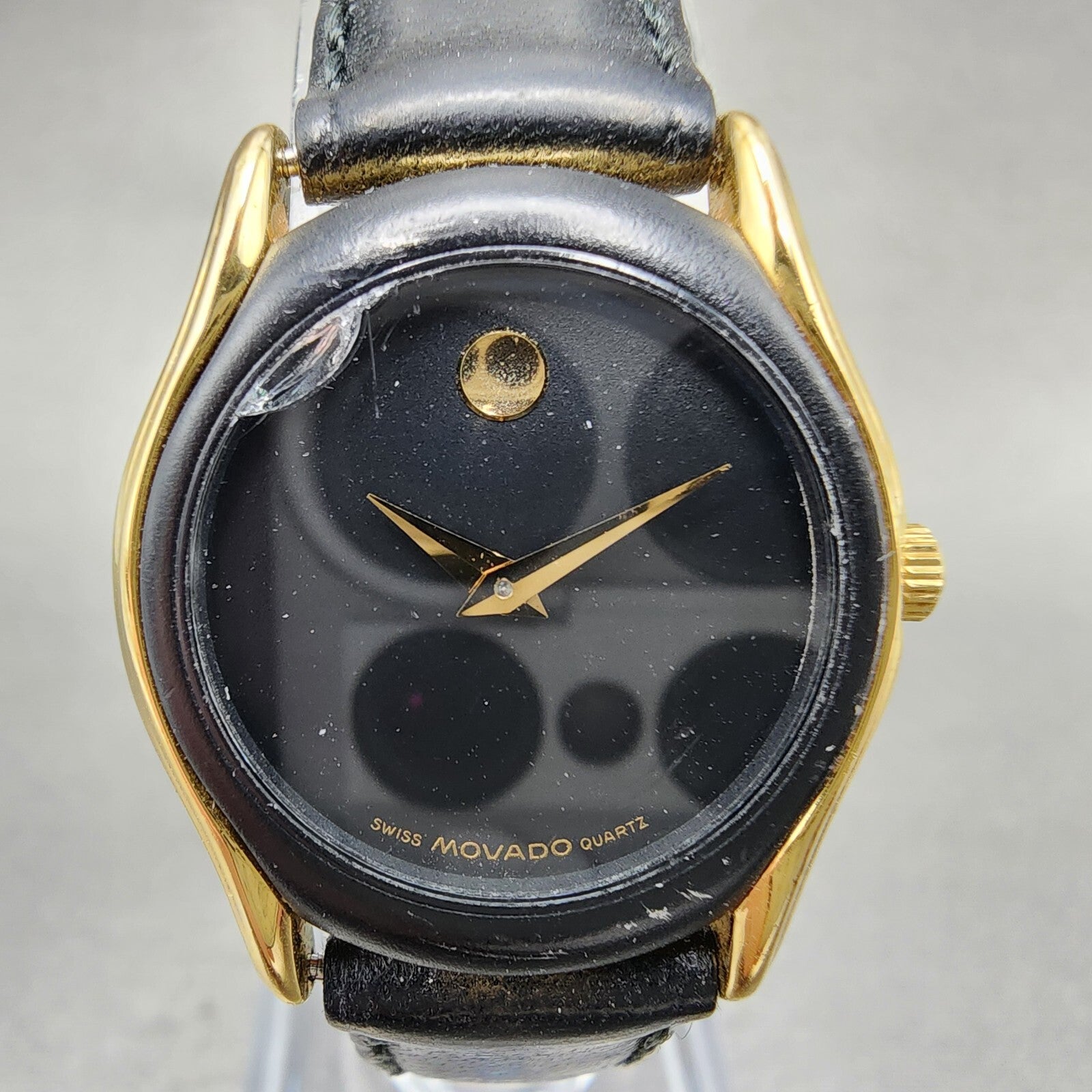 Movado Museum Watch Women 24mm Black Dial Gold Tone Round 88.66.820.N New Batt0
