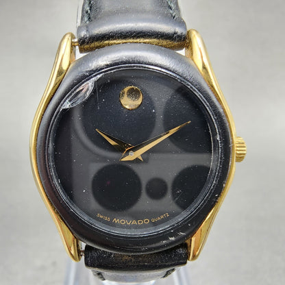 Movado Museum Watch Women 24mm Black Dial Gold Tone Round 88.66.820.N New Batt0