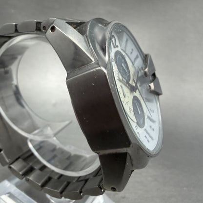 Diesel Chronograph Watch Men 45mm White Dial Black Tone Date Round DZ-4225 Runs3