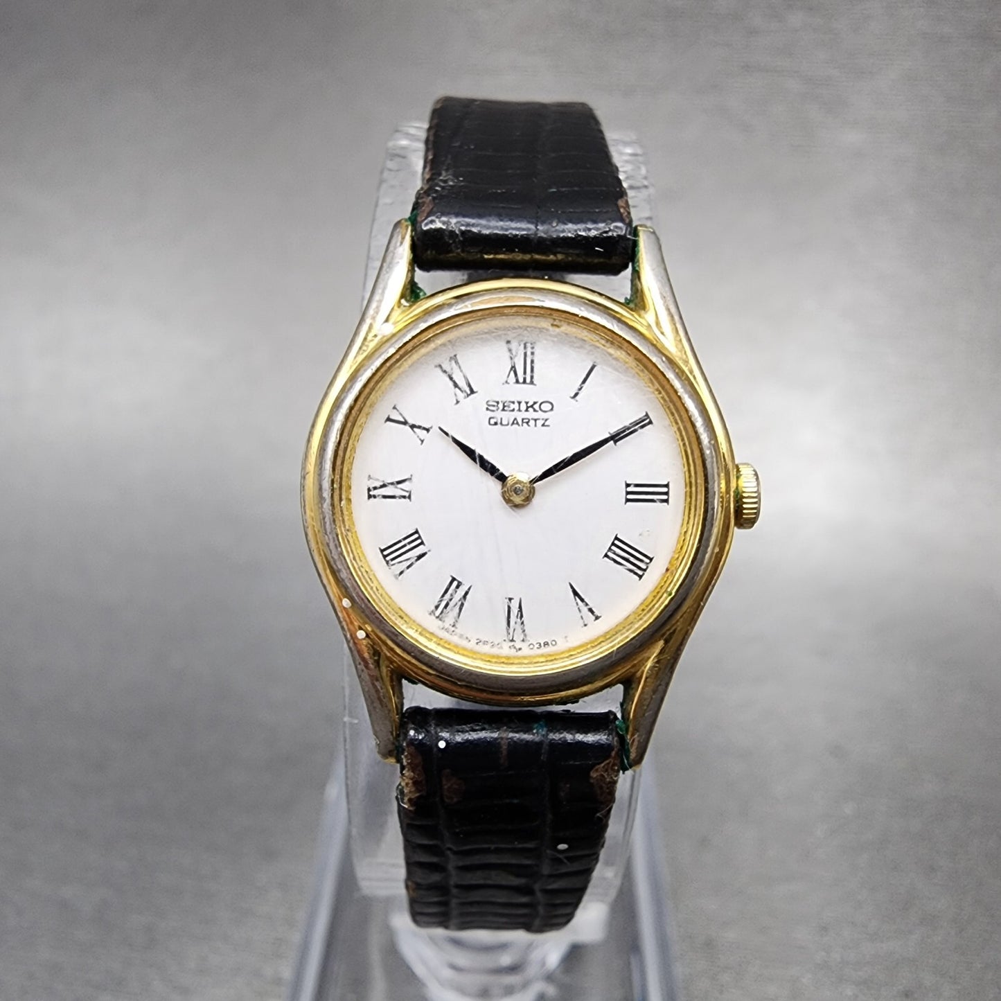 VTG Seiko Watch Women 19mm White Dial Gold Tone Round 2P200089 New Battery0