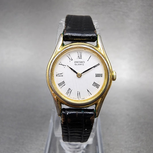 VTG Seiko Watch Women 19mm White Dial Gold Tone Round 2P200089 New Battery0
