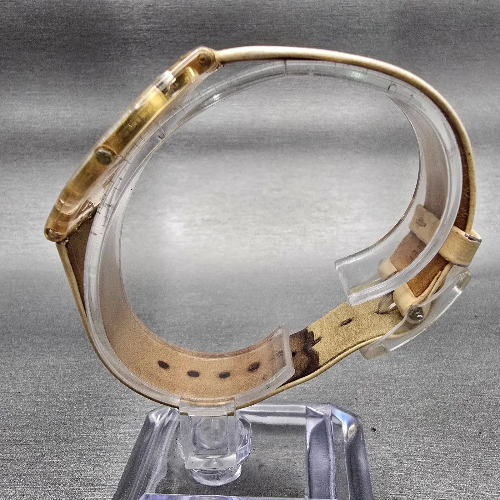 Swatch Skin THINE Watch Women Gold Dial Clear Case Round SFK155 New Battery6