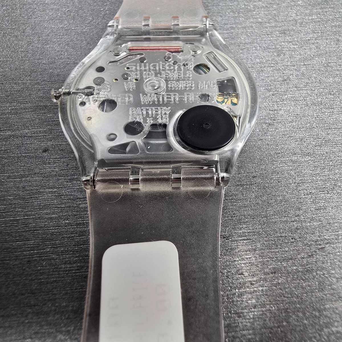 Swatch Jelly Skin Watch Men 34mm Skeleton Dial Clear Case SFK100 New Battery NOS13