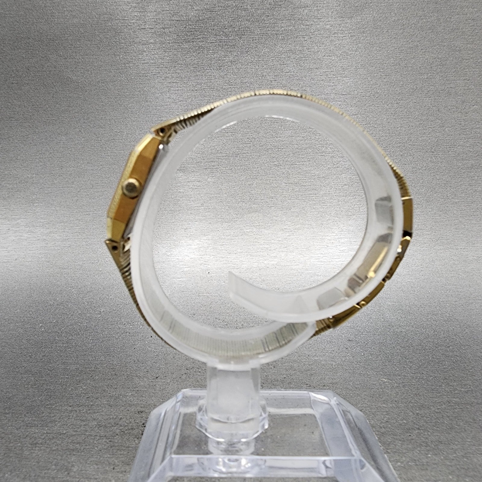 Seiko Watch Women 12mm Gold Dial Gold Tone Rectangle 13205049 New Battery VTG6
