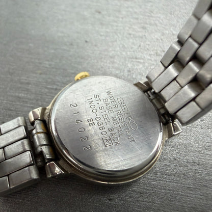 Seiko Watch Women 20mm White Dial Two Tone Round 1N00-0G60 New Battery Vintage9