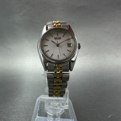 Seiko Watch Women 25mm White Dial Silver Tone Date 7n83-0011 Round NewBatt 875