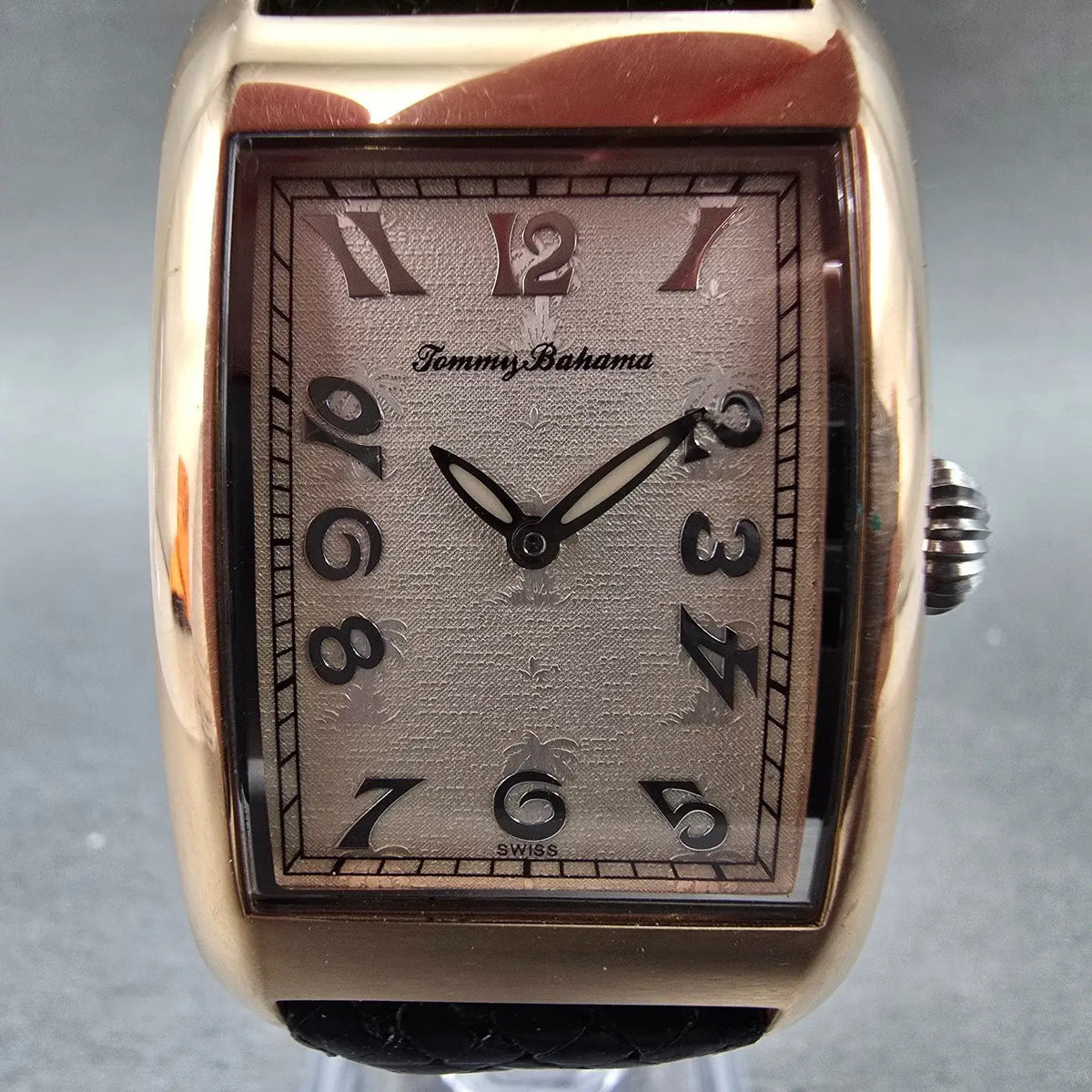 Tommy Bahama Tank Watch Men 28mm White Dial Rose Gold Small Seconds New Battery1