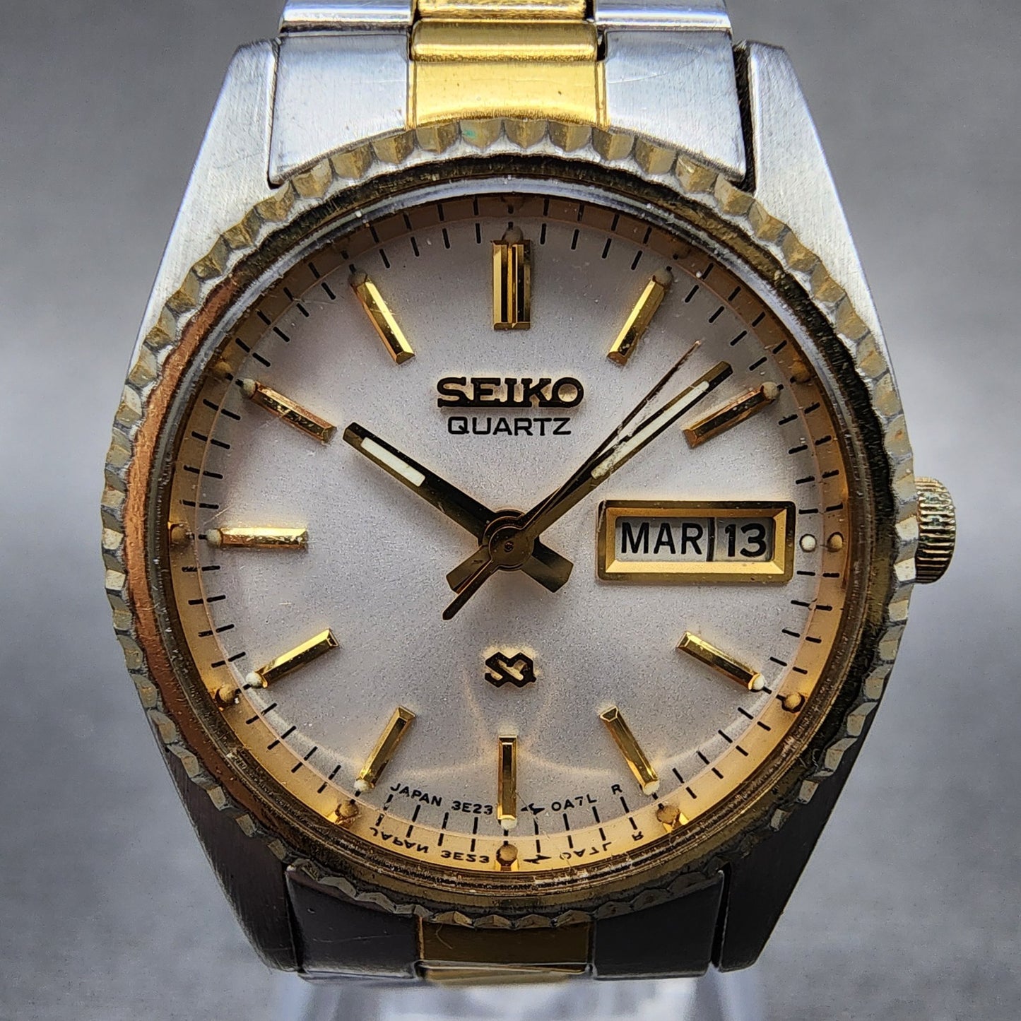 Seiko SQ Watch Women 24mm Silver Dial Two Tone Daydate 3e230a69 New Battery1