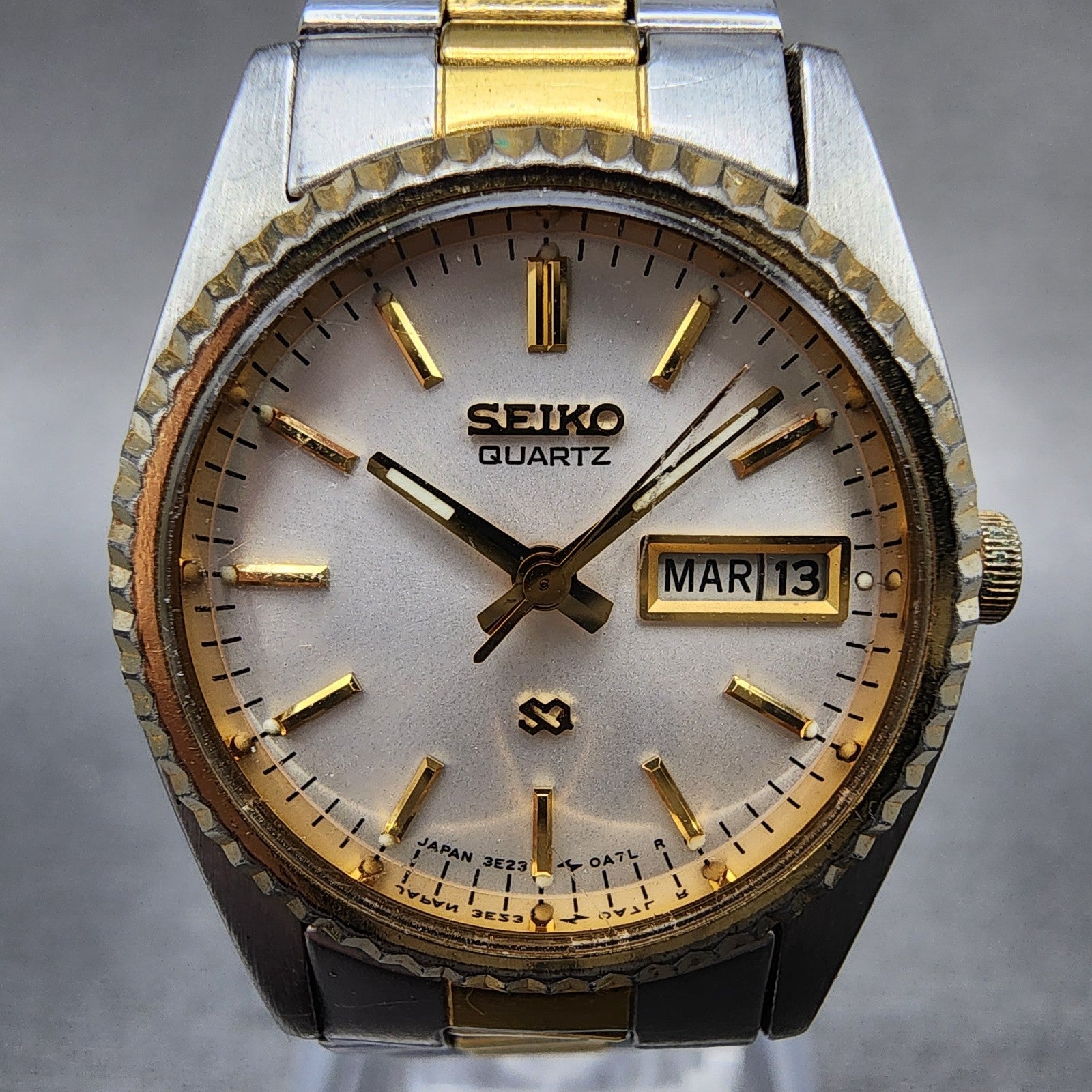 Seiko SQ Watch Women 24mm Silver Dial Two Tone Daydate 3e230a69 New Battery1