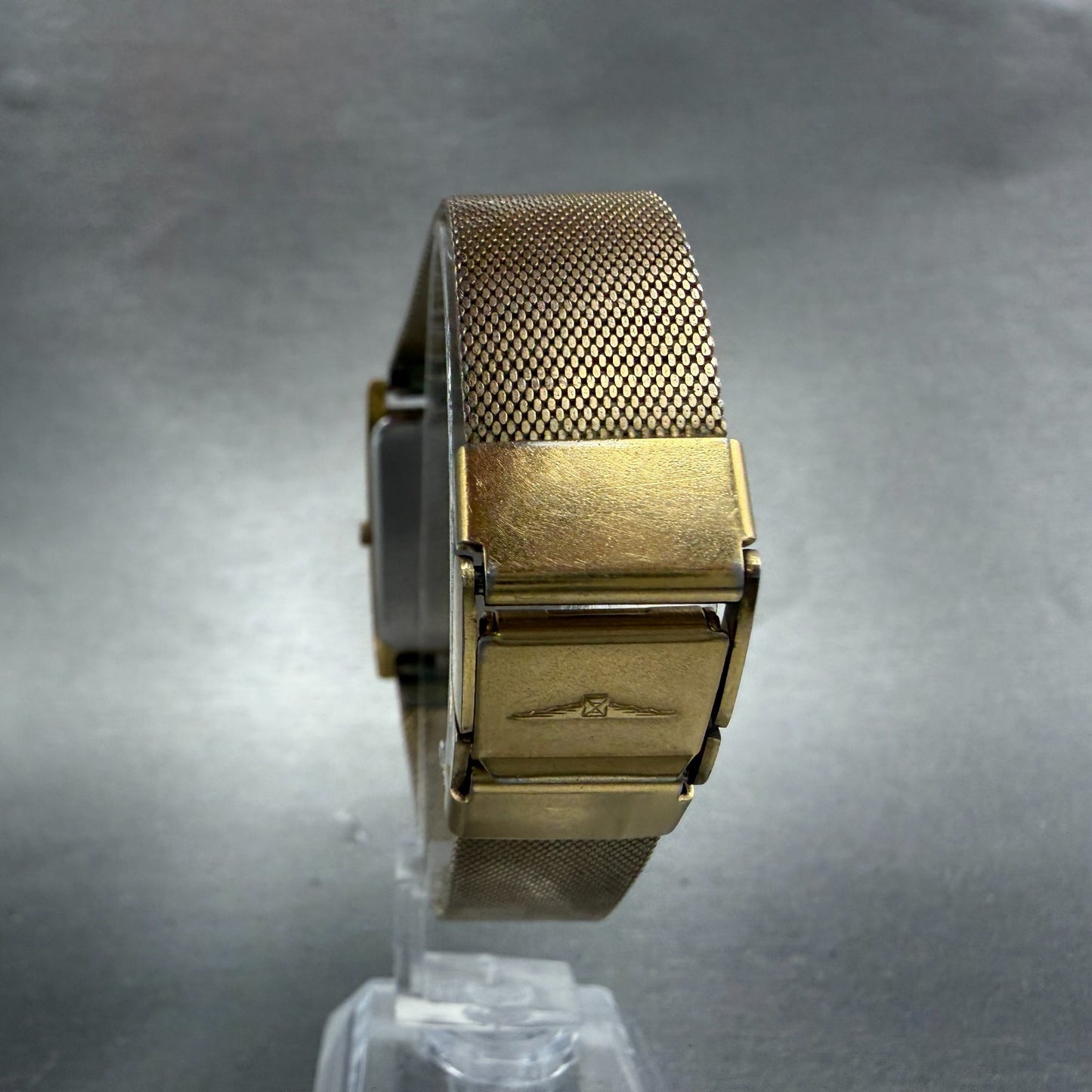 Longines Tank Watch Men 26mm Gold Dial Gold Tone Date Rectangle New Battery7