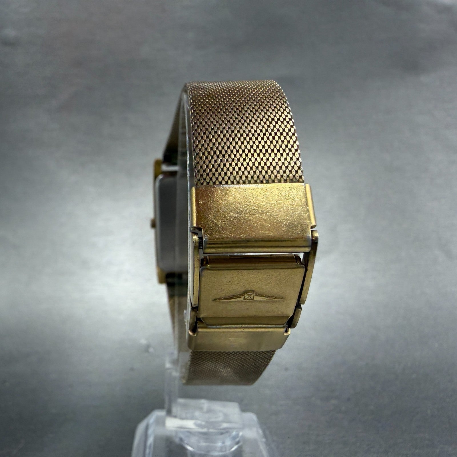 Longines Tank Watch Men 26mm Gold Dial Gold Tone Date Rectangle New Battery7