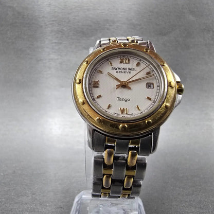 Raymond Weil Tango Watch Women 28mm White Dial Two Tone Date Round 5360 New BatA5