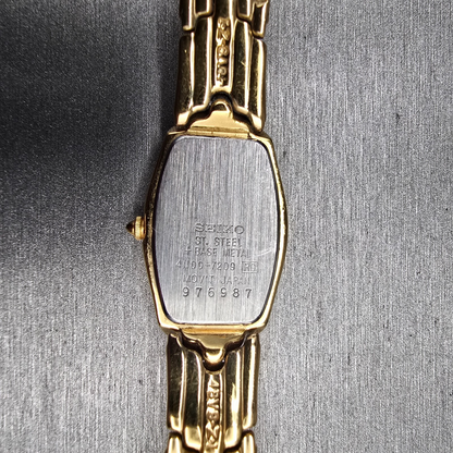 Seiko Watch Women 18mm White Dial Gold Tone Oval 4N00-7209 New Battery Vintage10