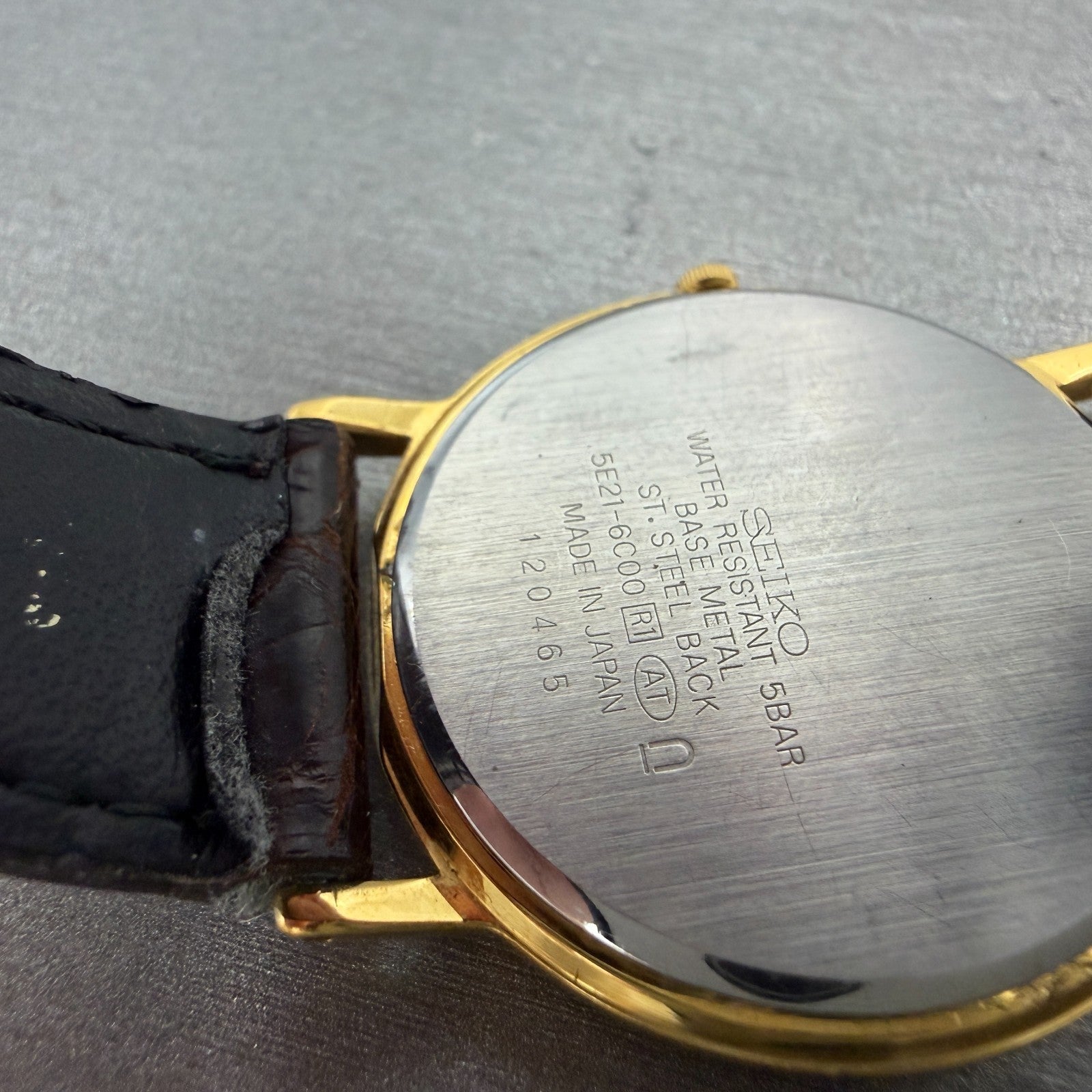 Seiko Spirit Watch Men 33mm White Dial Gold Tone Round  Vintage 5E21-6C00 PARTS10