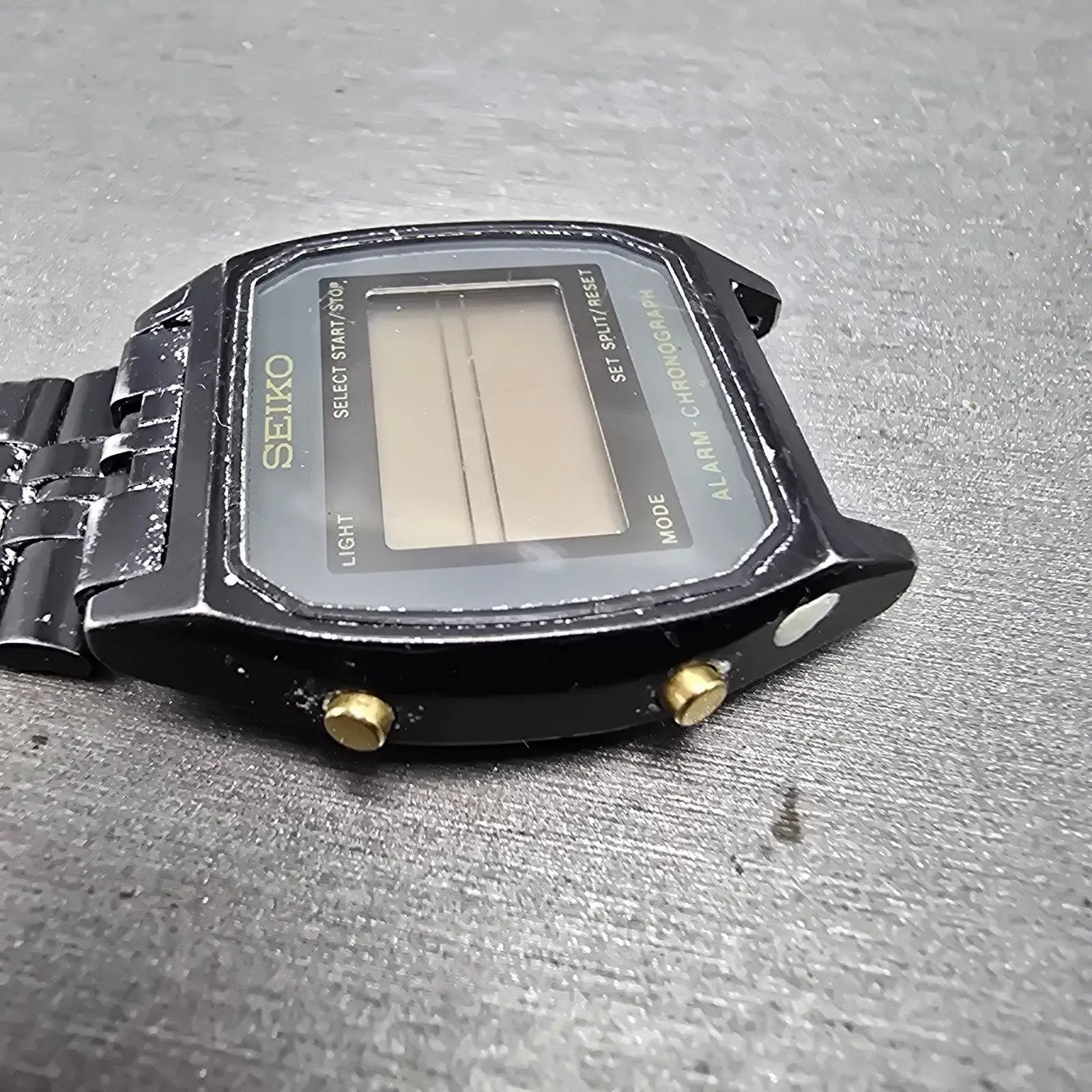 Seiko Digital Watch Men 33mm LCD Black Tone Alarm Chronograph A904-5019 PARTS6