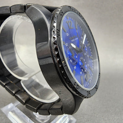 Bulova Caravelle Chronograph Watch Men 44mm Blue Dial Black Tone Round New batt3