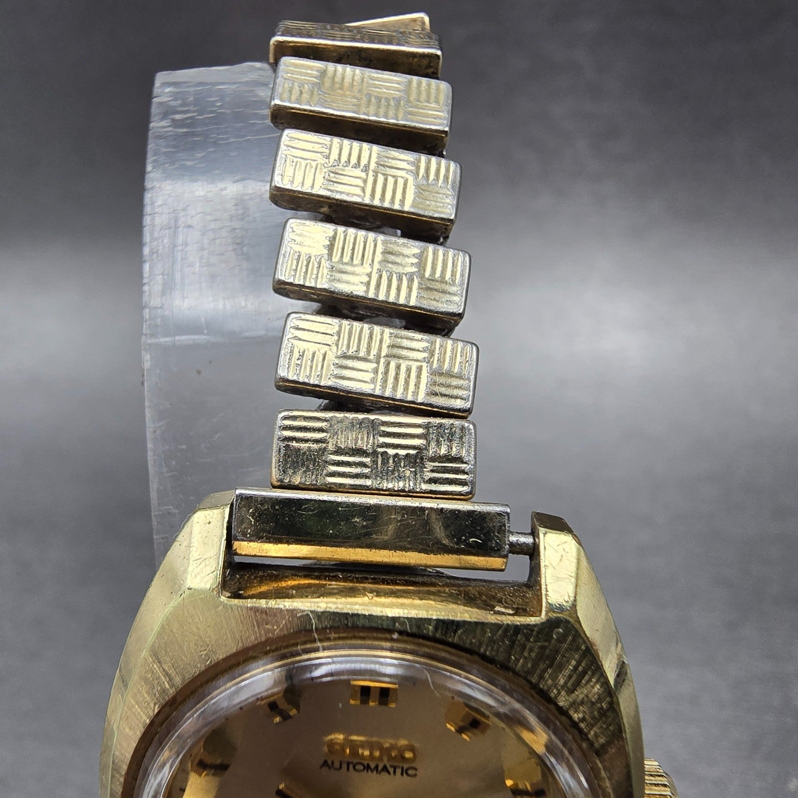 Seiko Automatic Watch Women 25mm Gold Dial Gold Tone Date 2517-0369 Runs4
