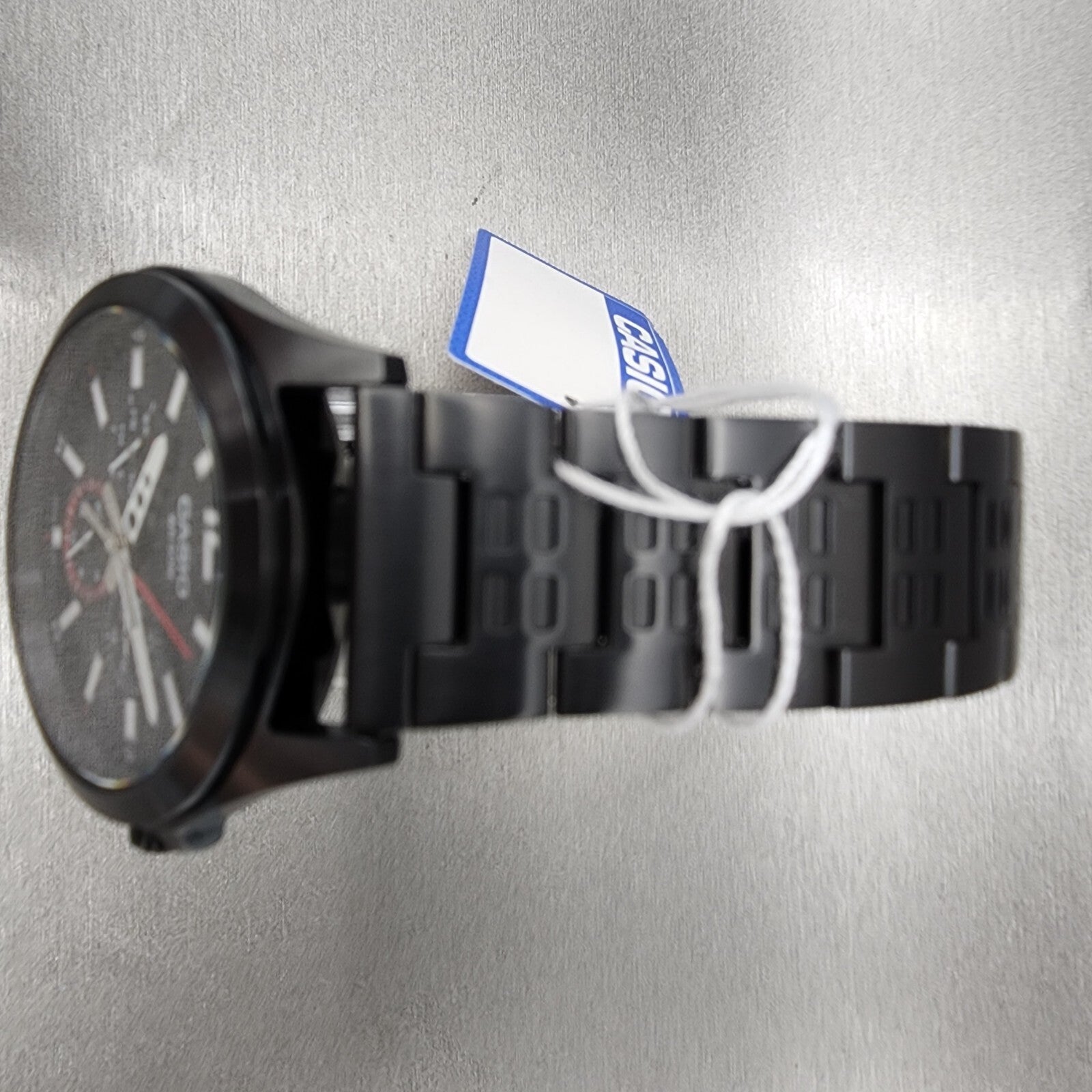 Casio MTPE350 Watch Men 39mm Black Dial Black Steel Daydate Metal Bracelet4
