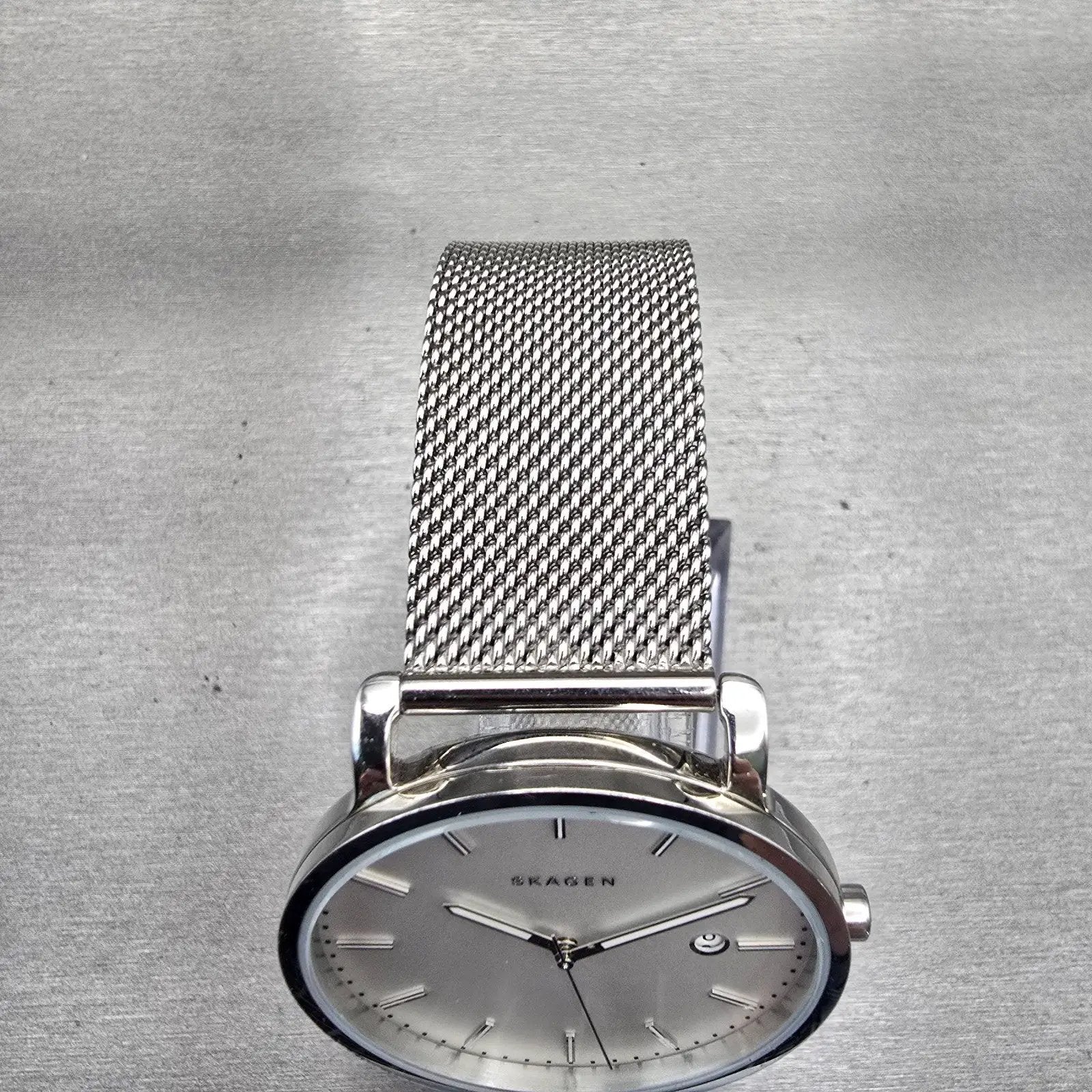 Skagen Hagen Watch Men 40mm Silver Dial Silver Tone Date Round SKW6281 New Batt4