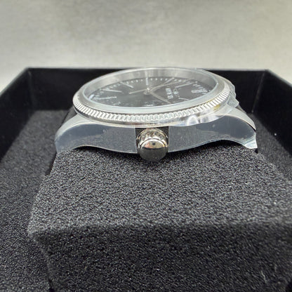 Invicta Celestial Watch Men 43mm Black Dial Silver Date Round Leather 478165