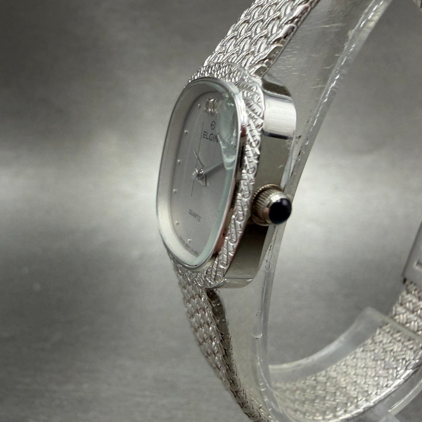 Elgin Watch Women 21mm Silver Dial Silver Tone Rectangle FK277 New Battery VTG2
