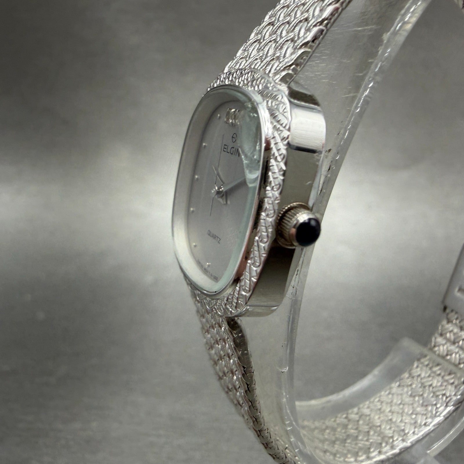 Elgin Watch Women 21mm Silver Dial Silver Tone Rectangle FK277 New Battery VTG2