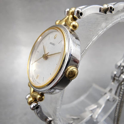 Seiko Watch Women 20mm Silver Dial Two Tone Round 2p210190 New Battery2