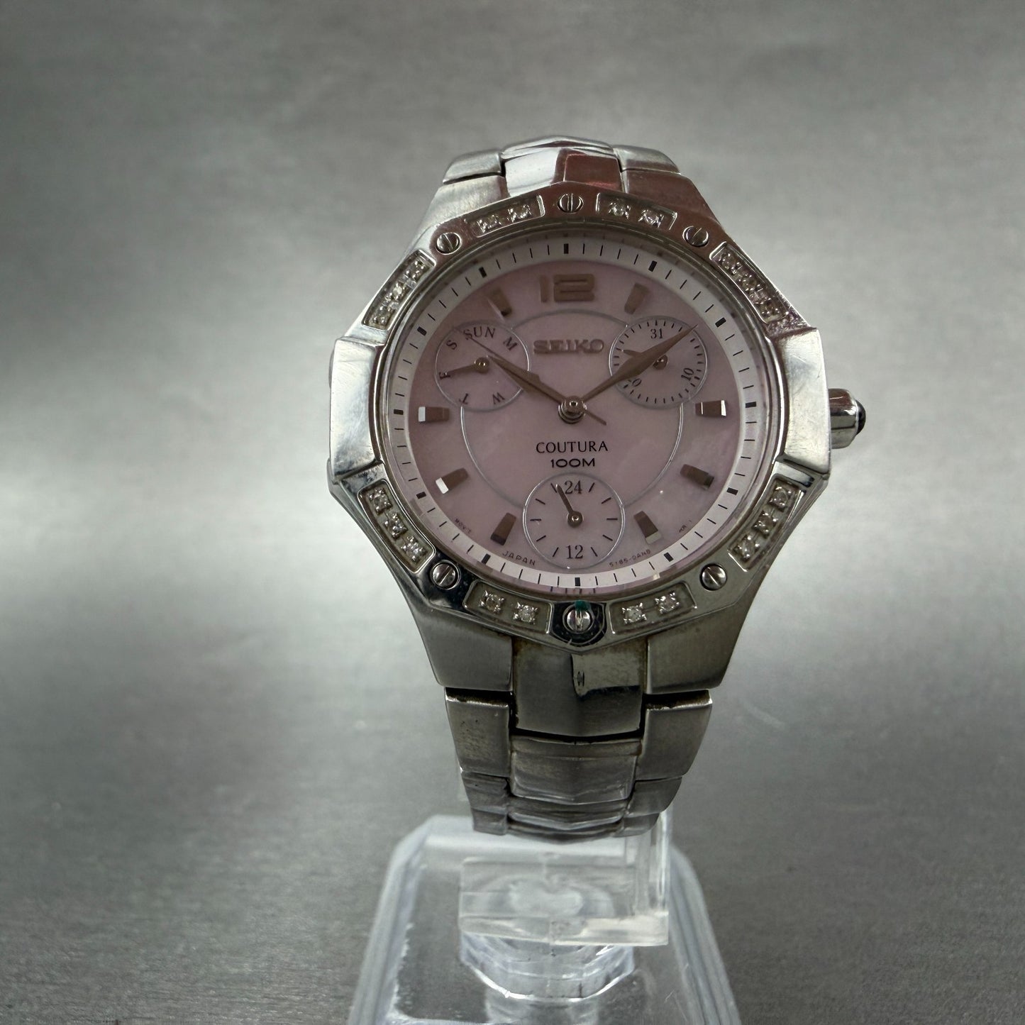 Seiko Coutura Watch Women 31mm MOP Dial Silver Tone Daydate 5Y85-0AJ0 NewBattery5