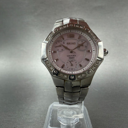Seiko Coutura Watch Women 31mm MOP Dial Silver Tone Daydate 5Y85-0AJ0 NewBattery5