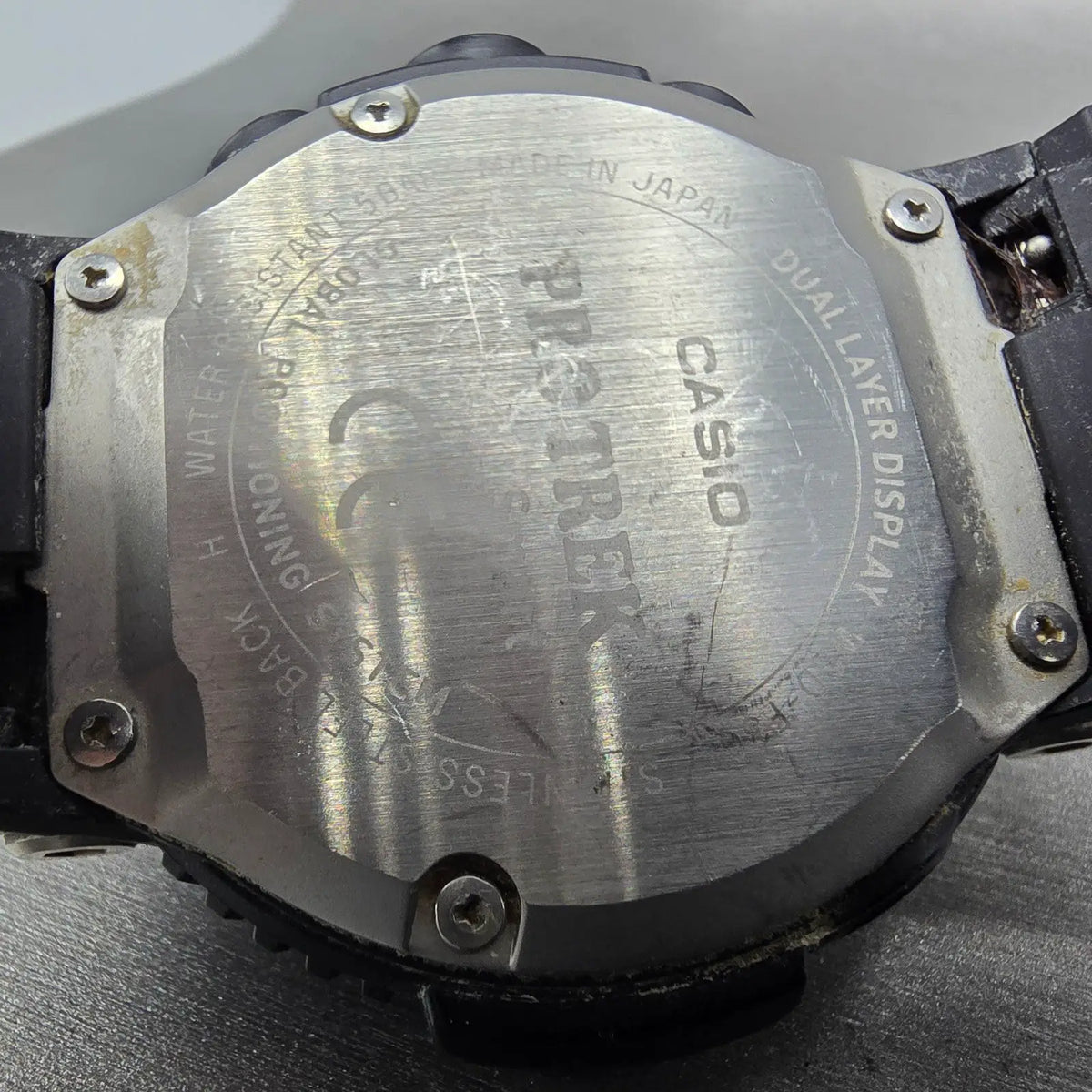 Casio Protrek WSD-F30 Watch Men 50mm Digital Black Silver GPS UNTESTED PARTS10