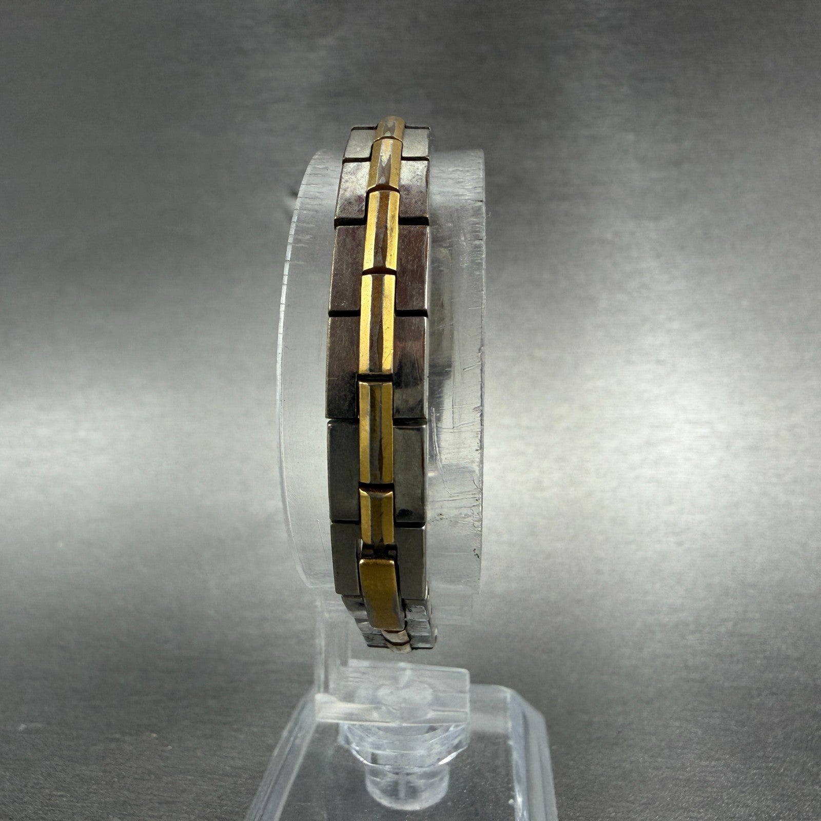 Seiko Tank Watch Women 13mm Black Dial Two Tone Rectangle 2E20-6479 New Battery7