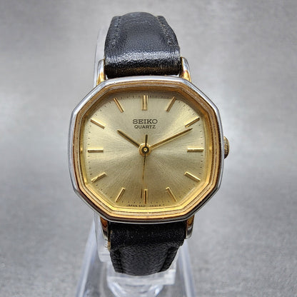 Seiko Watch Women 22mm Champagne Dial Gold Tone Octagon 54215190 New Battery0