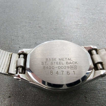 Seiko Watch Women 16mm White Dial Silver Tone Round 5420-0029 New Battery VTG
