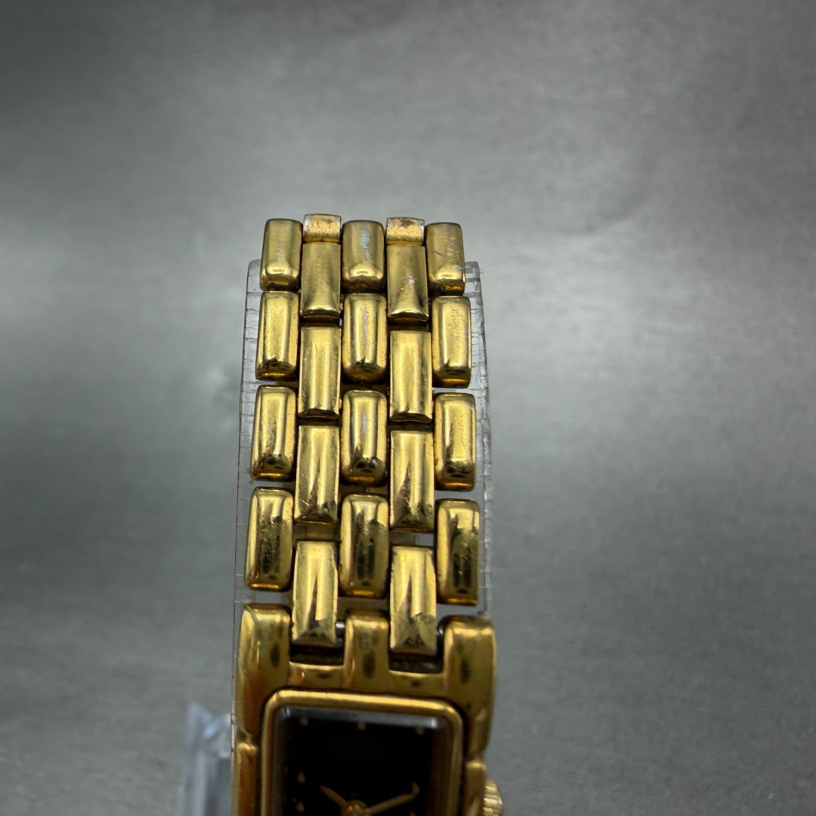 Citizen CQ Tank Watch Women 14mm Black Dial Gold Tone Rectangle New Battery VTG74