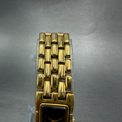Citizen CQ Tank Watch Women 14mm Black Dial Gold Tone Rectangle New Battery VTG74