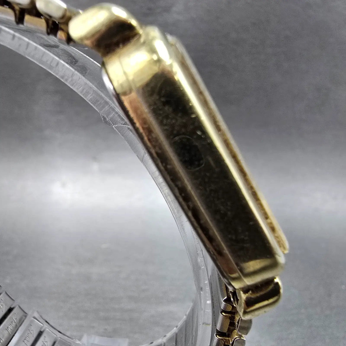 Timex Tank Watch Men 30mm White Dial Gold Rectangle Daydate Indiglo New Battery3