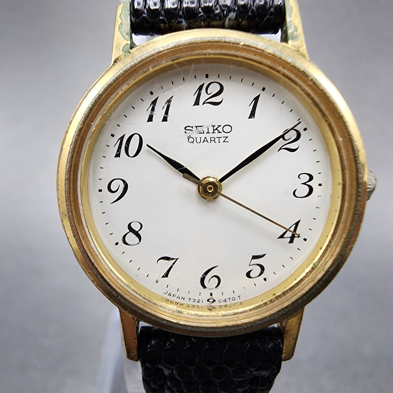 Seiko Watch Women 23mm White Dial Gold Tone 73210100 New Battery1