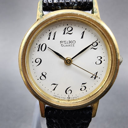 Seiko Watch Women 23mm White Dial Gold Tone 73210100 New Battery1