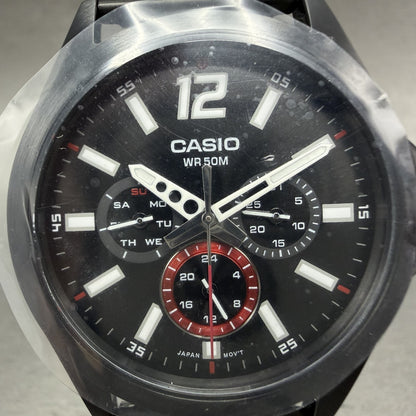 Casio MTP-E350 Watch Men 39mm Black Dial Black Tone Daydate Metal Bracelet1