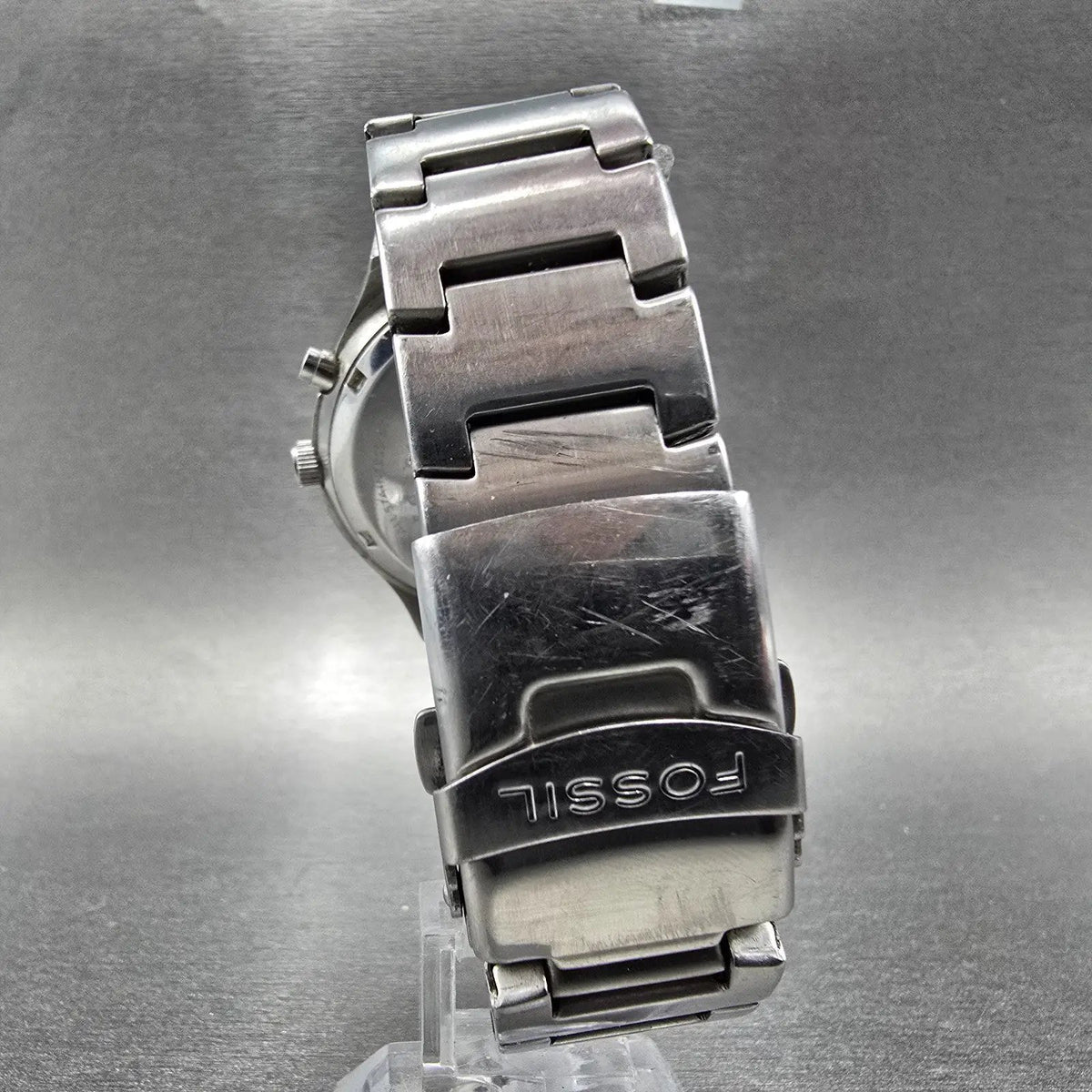 Fossil Big Tic Watch Men 41mm Blue Dial Silver Tone Round READ! JR-8051 New Batt7