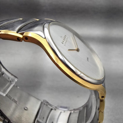 Skagen Denmark Watch Men 38mm Silver Dial Two Tone Round 256GLX New Battery7