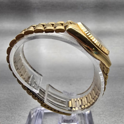 Seiko SQ Watch Women 24mm Gold Dial Gold Tone Daydate Round 3E23-0A69 New Batt8