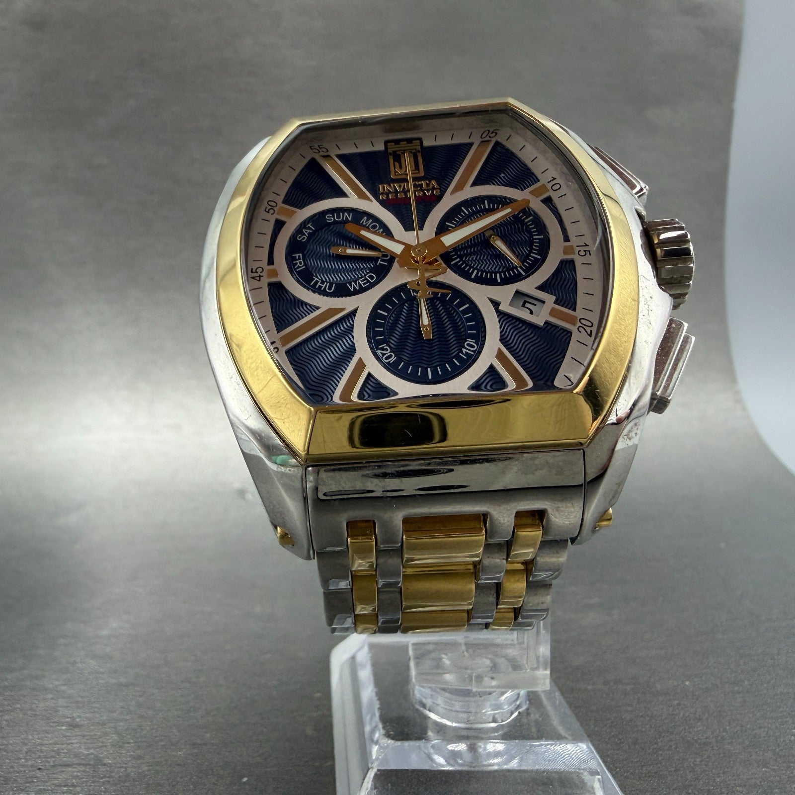 Invicta Jason Taylor Chrono Watch Men 50mm Blue Dial Two Tone Date Daydate 374465