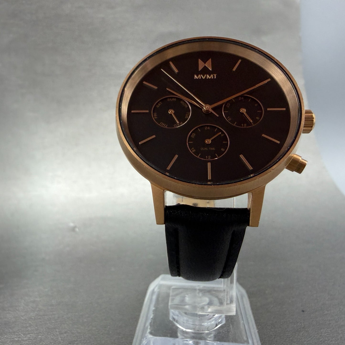 MVMT Nova Crux Watch Women 38mm Black Dial Rose Gold Tone Day New Battery5