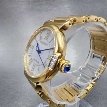 Citizen EcoDrive L Mae Watch Women 29mm MOP Dial Gold Tone Round EM106257D A122