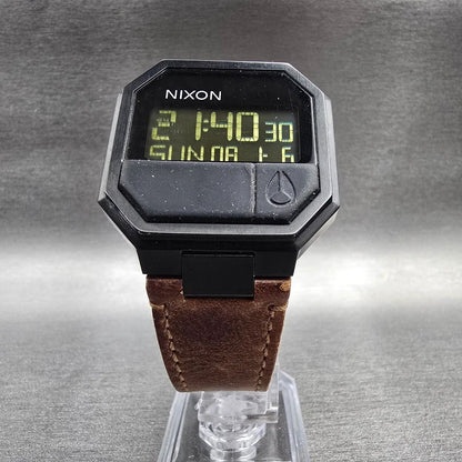Nixon Re-Run Digital Watch Men 38mm Black Chronograph Alarm New Battery5